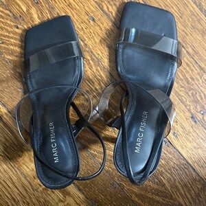 Marc Fisher Black Sandals with Clear Straps